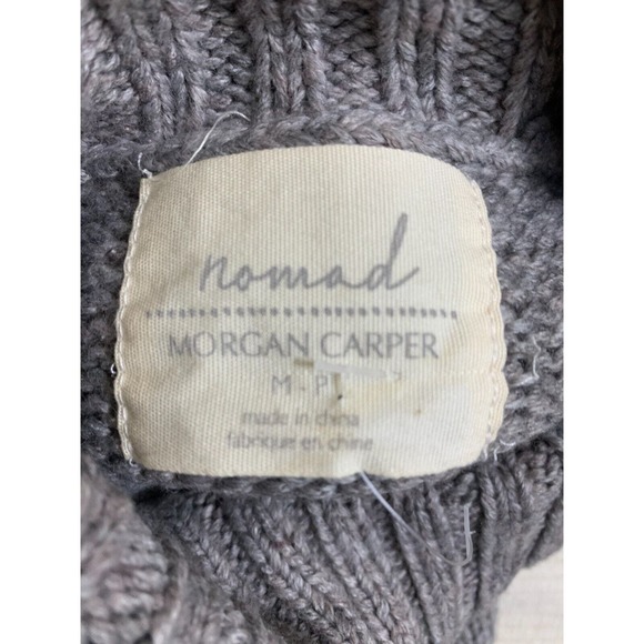 NOMAD by MORGAN CARPER Fringed Gray Sleeveless Tunic Sweater Dress TurtleNeck M - Picture 12 of 16